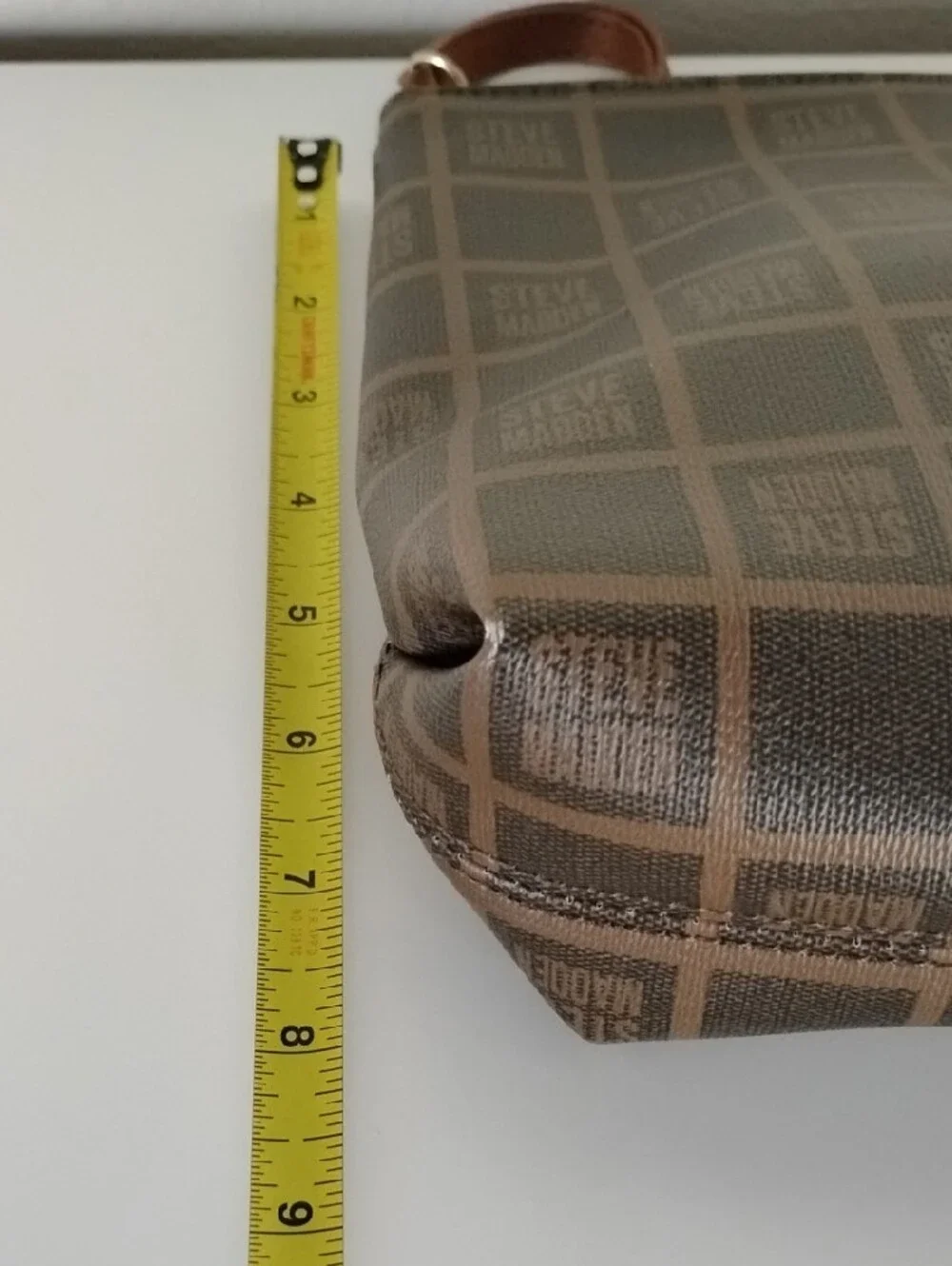 Steve Madden Brown Logo Toiletry Pouch with Wrist Strap